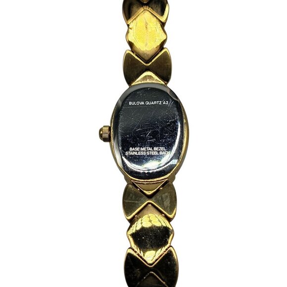 Bulova Ladies Diamond Bow Watch Gold Plated 15mm Silver Tone Dial 7" Band Quartz - Picture 12 of 16